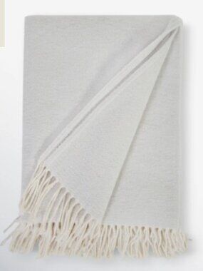 Pom Pom at Home Cotton Fringed Throw Blanket Light Gray Ivory 50"x70"